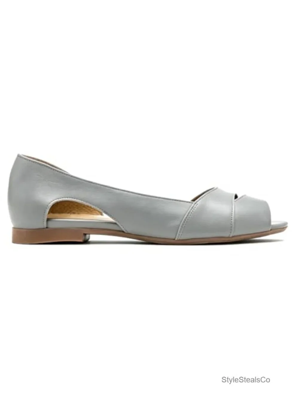 Suede Flat Sandals Cutout Slip On Ballet Flats Peep Toe Driving Shoes